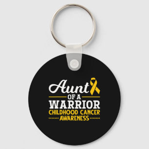 Ribbon Cancer Fighter Aunt Childhood Cancer Awaren Key Ring