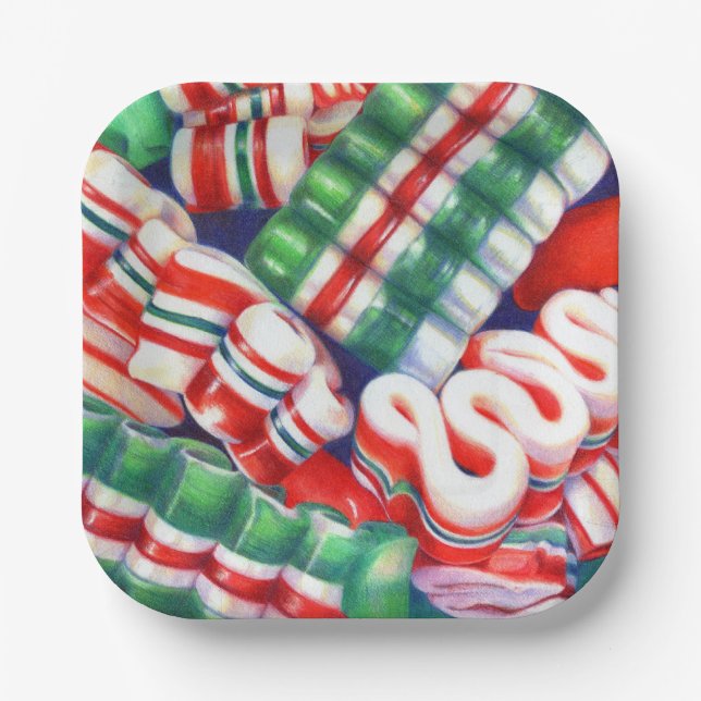 RIBBON CANDY 7" Square Paper Plates (Front)