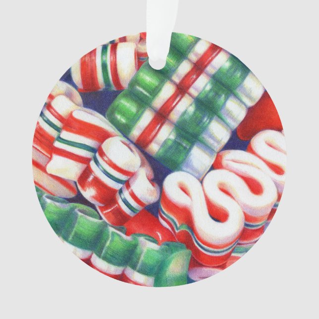 RIBBON CANDY Acrylic Circle Ornament (Front)