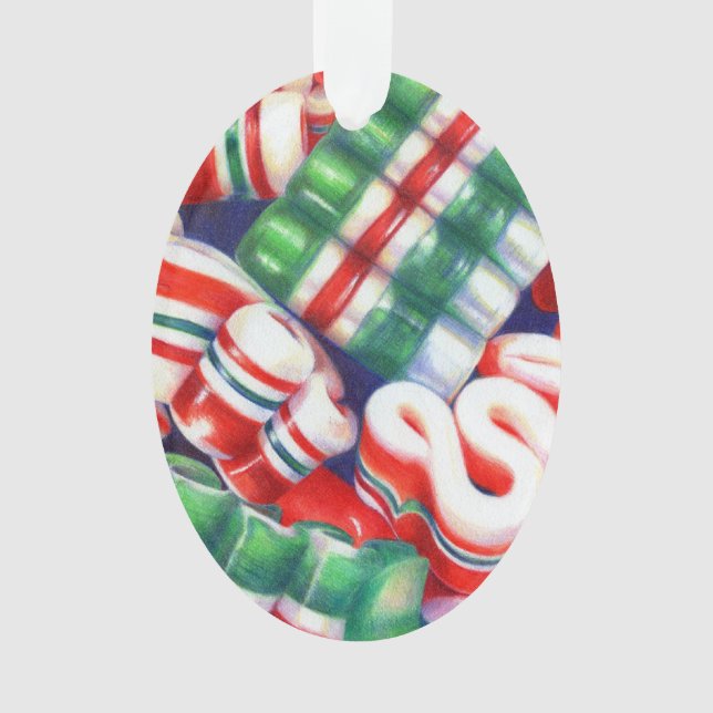 RIBBON CANDY Acrylic Oval Ornament (Front)