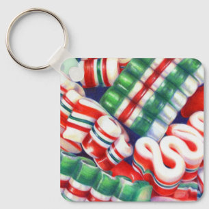 RIBBON CANDY Aluminium Square Keychain
