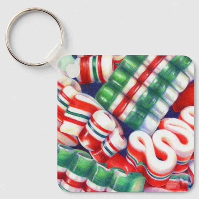 RIBBON CANDY Aluminium Square Keychain (Front)
