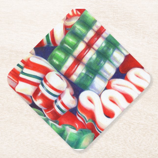 RIBBON CANDY Diamond Paper Coasters (Front)