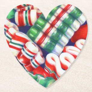 RIBBON CANDY Heart Paper Coasters