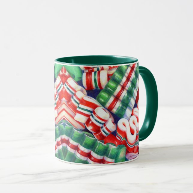 RIBBON CANDY Hunter Green Combo Mug (Front Right)