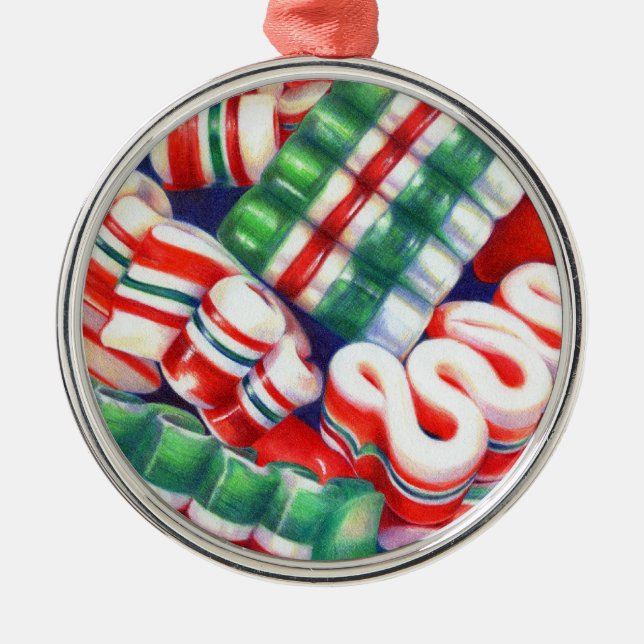 RIBBON CANDY Premium Round Ornament (Front)