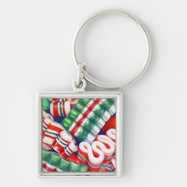 RIBBON CANDY Premium Square Keychain (Front)