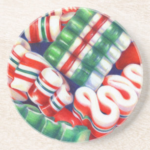 RIBBON CANDY Round Sandstone Coasters