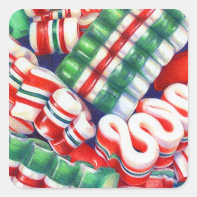 RIBBON CANDY Small Square Stickers (Front)