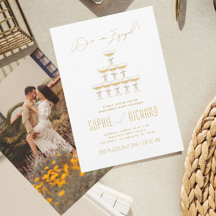 Ribbon Champagne Tower Fountain Engagement Party Invitation
