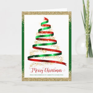 Ribbon Christmas Tree Corporate Business Logo Fold Card