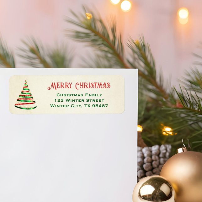  Ribbon Christmas Tree Gold  Return Address Labels (Creator Uploaded)
