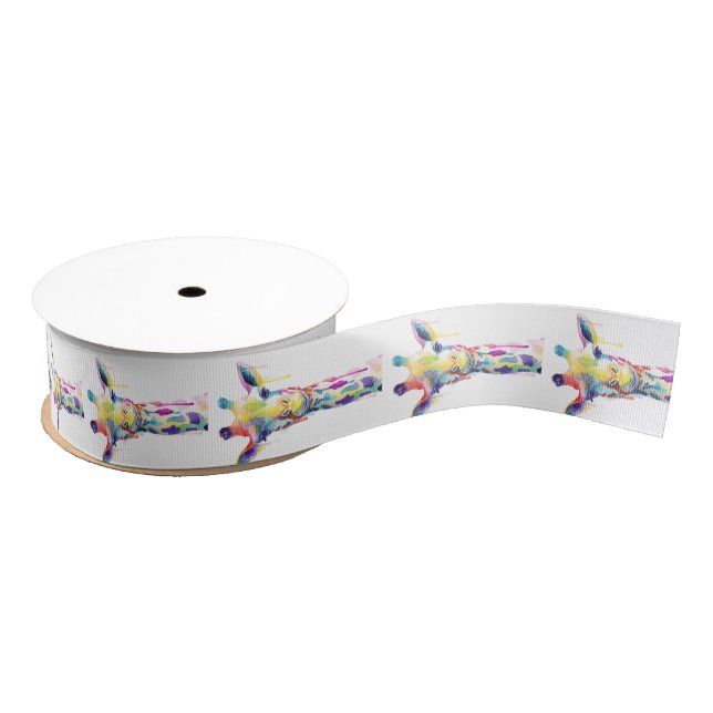 Ribbon - Colorful Giraffe Grosgrain Ribbon (Spool)