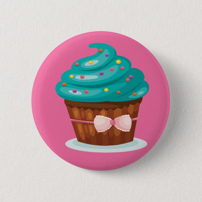 Ribbon Cupcake Button Badge (Front)