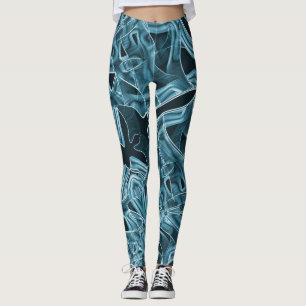 Ribbon curves, blue neon with relief and overlap leggings