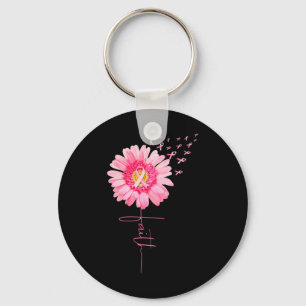 Ribbon Daisy Faith - Breast Cancer Awareness Month Key Ring