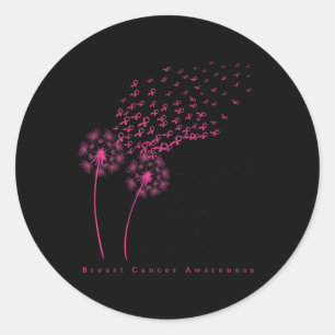 Ribbon Dandelion Faith Hope Love Breast Cancer Classic Round Sticker