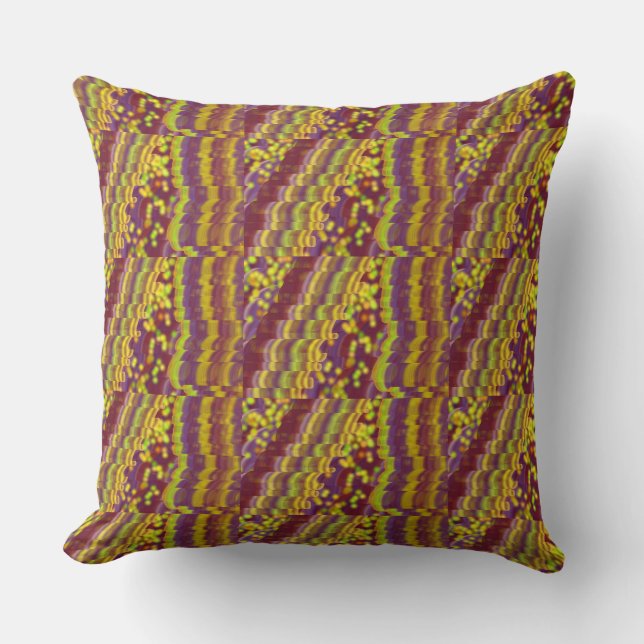 Ribbon & dot, plum, lime green, yellow Pillow (Front)