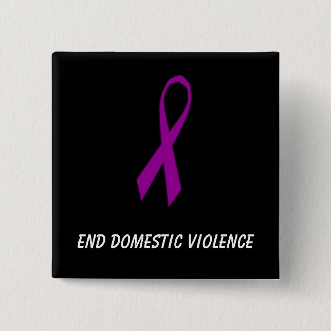 Ribbon, End Domestic Violence 15 Cm Square Badge (Front)