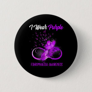 Ribbon Feather Fibromyalgia Awareness 6 Cm Round Badge
