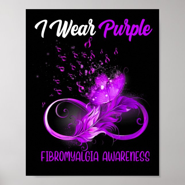 Ribbon Feather Fibromyalgia Awareness  Poster (Front)
