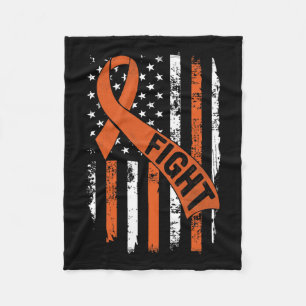 Ribbon Fight American Flag Leukaemia Awareness 1 Fleece Blanket
