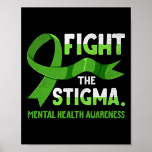 Ribbon Fight The Stigma Mental Health Mens  Poster