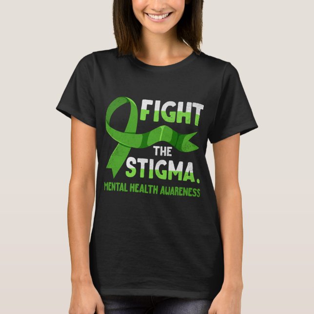 Ribbon Fight The Stigma Mental Health Mens  T-Shirt (Front)