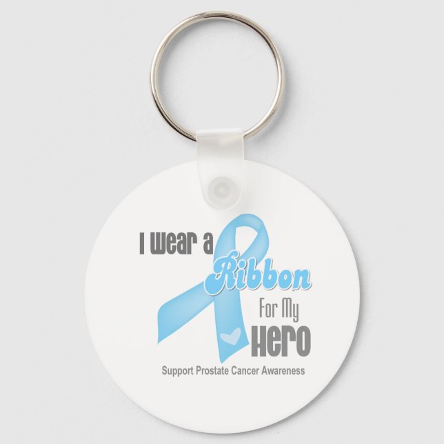 Ribbon For My Hero - Prostate Cancer Key Ring (Front)