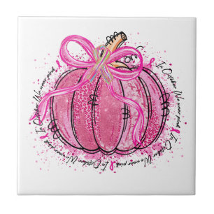 Ribbon Glitter in October We Wear Pink Ceramic Tile