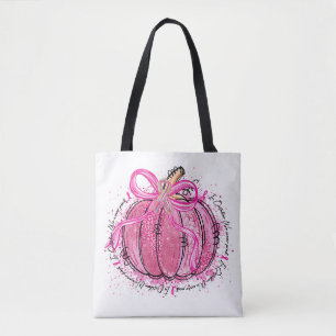 Ribbon Glitter in October We Wear Pink Tote Bag