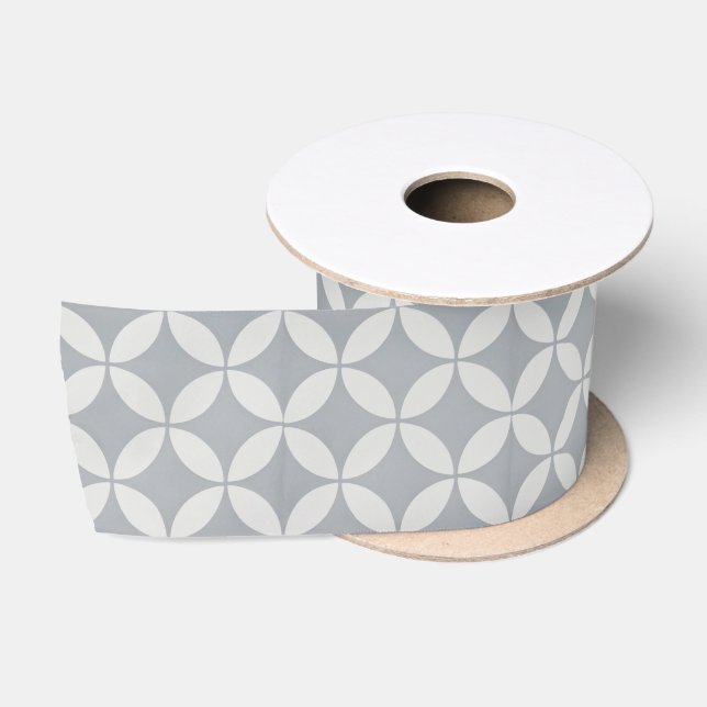 Ribbon - Grey Petal Pattern Satin Ribbon (Spool)