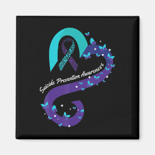 Ribbon Heart Butterfly Suicide Awareness Mental He Magnet