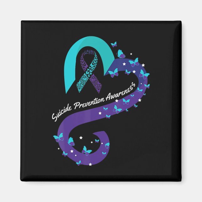 Ribbon Heart Butterfly Suicide Awareness Mental He Magnet (Front)