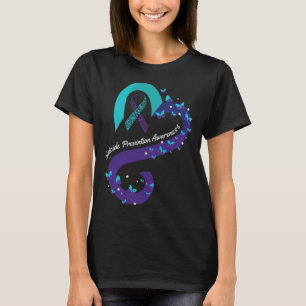 Ribbon Heart Butterfly Suicide Awareness Mental He T-Shirt