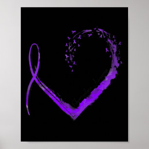 Ribbon Heart Fibromyalgia Awareness Poster