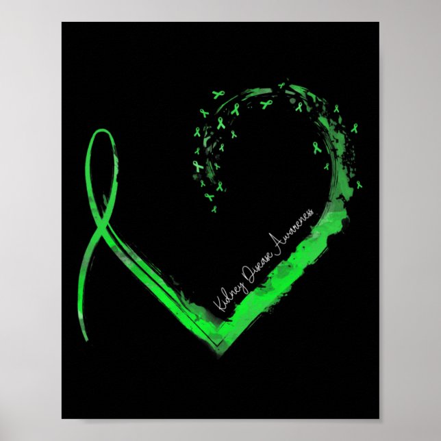 Ribbon Heart Kidney Disease Awareness  Poster (Front)