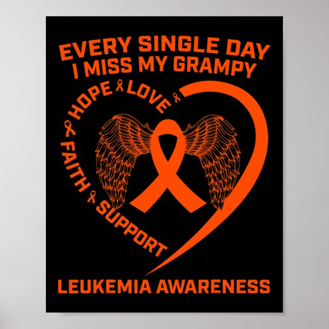 Ribbon Heart Leukaemia Awareness In Memory Of Gram Poster (Front)