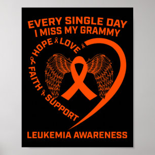 Ribbon Heart Leukaemia Awareness In Memory Of Gram Poster