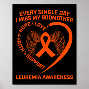 Ribbon Heart Leukaemia Awareness Memory Of Godmoth Poster