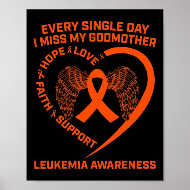 Ribbon Heart Leukaemia Awareness Memory Of Godmoth Poster (Front)