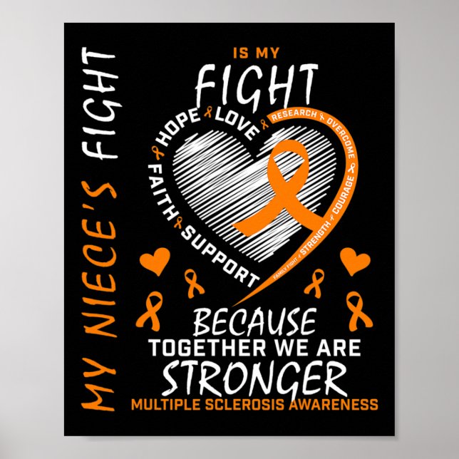 Ribbon Heart Ms Niece Multiple Sclerosis Awareness Poster (Front)