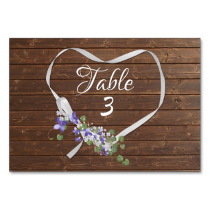 Ribbon Heart On Barn Wood Table Number
