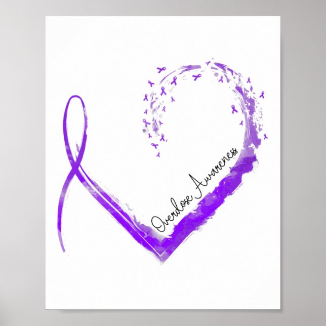 Ribbon Heart Overdose Awareness 1  Poster (Front)