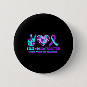 Ribbon Heart Peace Love Prevention Happy Suicide A 6 Cm Round Badge