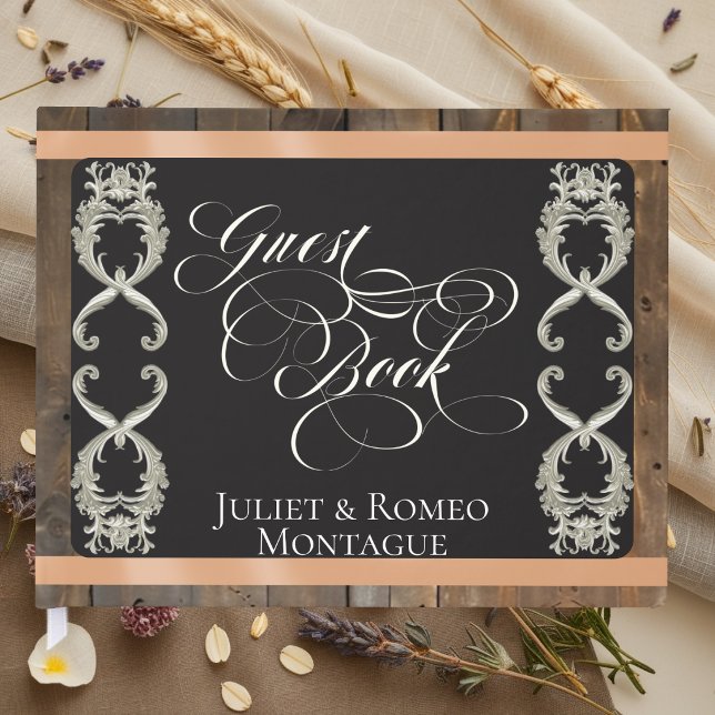 Ribbon & Heart Wedding - Peach Guest Book (Creator Uploaded)