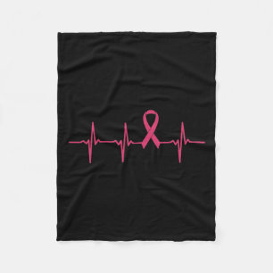 Ribbon Heartbeat Breast Cancer Awareness Gift  Fleece Blanket