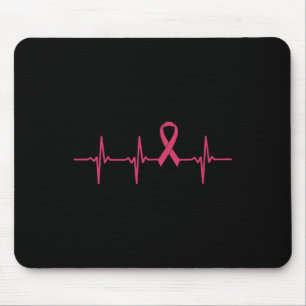 Ribbon Heartbeat Breast Cancer Awareness Gift Mouse Pad