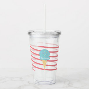Ribbon Icecream Stripes Monogram Acrylic Tumbler