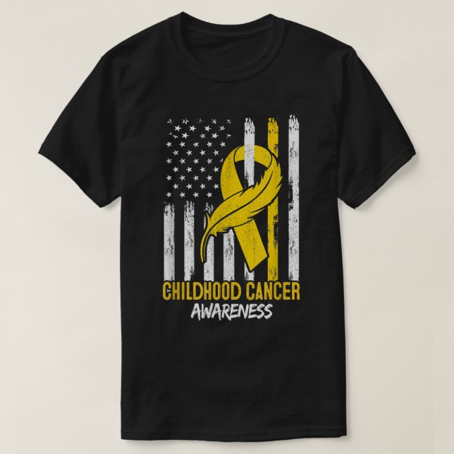 ribbon in a flag, Childhood cancer awareness3458 T-Shirt (Design Front)